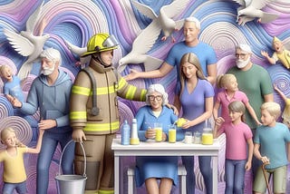 Volunteers: Social workers, firefighters, kids events