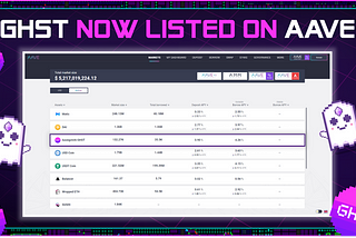 Aavegotchi GHST Token Is Now Live on Aave.com