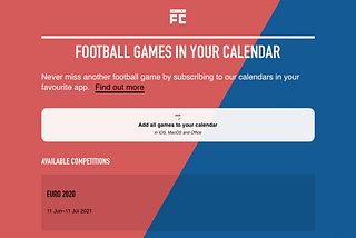 Football Cal — another sports-based calendar side project
