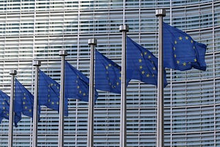 Image of European Union flags flying