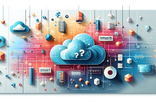 Abstract banner depicting object storage with cloud symbols, data blocks, and network connections in vibrant colors for a tech-focused audience.