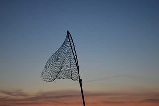 Hunting net waving in the air