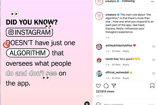 How Instagram communicates algorithmic transparency