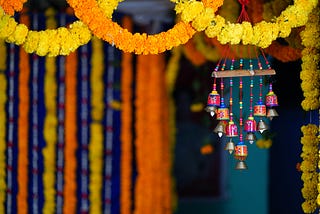 Little, bright, colorful Indian decorations.