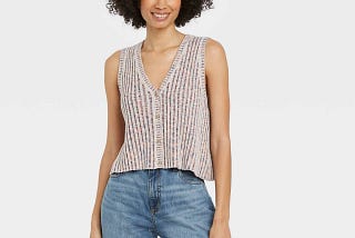 Universal Thread Button-Front V-Neck Sweater Vest (Small, Light Gray) | Image