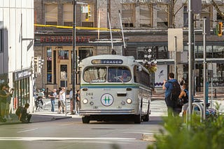 Trolley bus coming up a hill!