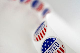 A string of “I voted” stickers