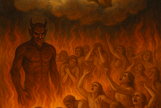 God behaving badly watching people burn with the devil in attendance