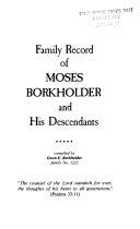 Family Record of Moses Borkholder and His Descendants | Cover Image