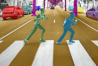 machine learning segmentation of boys running down crosswalk