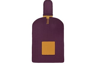 Purple perfume bottle with a gold label. Velvet Orchid fragrance by Tom Ford. Illustration by Imogen Oakes
