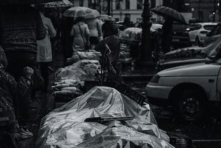 People in the rain