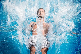 Man falling in water