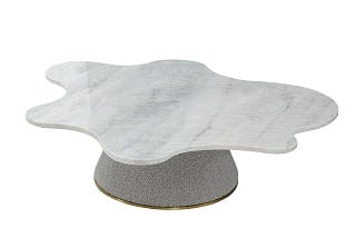 Simona Marble Top Coffee Table with Golden Stainless Steel Base | Image