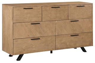 Modern 7-Drawer Dresser with Cedar Bottom Drawers and Honey Brown Finish | Image
