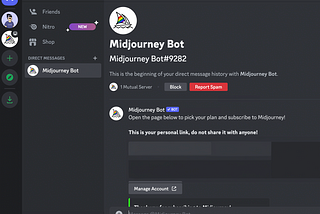 Midjourney bot on Discord