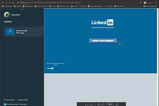 Phishing scam using LinkedIn page !!!