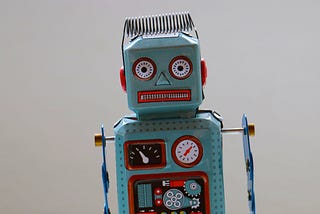 robot made of parts from constructor for children