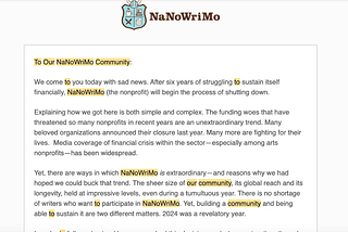 NaNoWriMo Is Dead in the Water