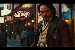 The mayor of San Diego depicted as a desperate 19th century gang leader.
