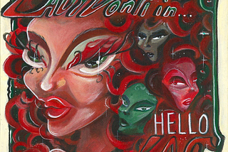 the single cover for “Hello Lady”. it features painted faces of four women