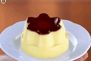 A plate of jiggiling pudding.