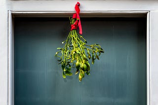 Mistletoe hanging in a doorway