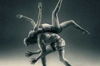 A man and woman dancing.
