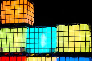 glowing colored cubes stacked on top of each other