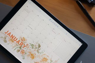digital calendar used on a tablet