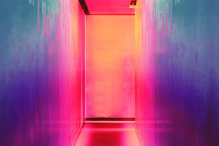 A rainbow-colored hallway