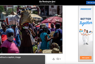 A Washington Post article with VoiceOver in use to show how it reads the featured image alt text