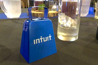 Blue Intuit cowbell