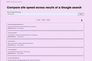 Page Speed Comparison tools