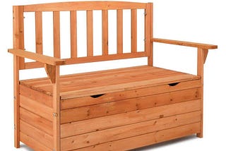 Elegant Cedar Outdoor Storage Bench for Garden Tools | Image