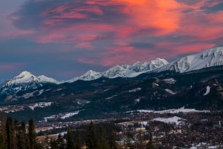 Sun setting over the mountains