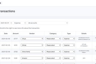 Transactions Page