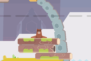 An gif animation of the game I made where a bear is looking up while a tentacle is swaing in the background.