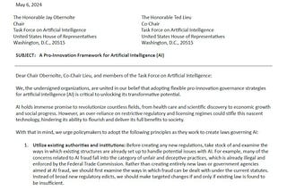Group Letter: “A Pro-Innovation Framework for Artificial Intelligence”