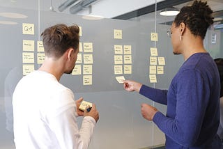 Quarterly roadmap on sticky notes