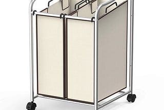 simplehouseware-2-bag-heavy-duty-rolling-laundry-sorter-cart-chrome-1