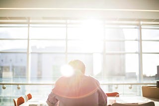 A person at a desk