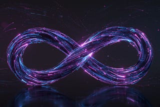 A infinity symbol made out streaks of purple light