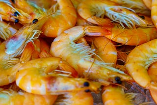 A selection of cooked prawns