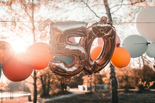 Balloons celebrating a 50th anniversary