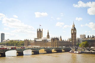 The Palace of Westminster is shown without scaffolding