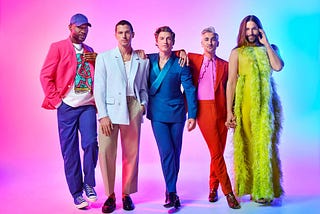 The new Fab Five from L to R: Karamo, Antoni, Jeremiah, Tan, and JVN.