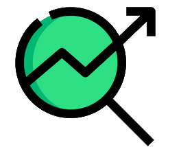 A generic icon of a stylized magnifying glass over a graph which shows an upward trend.