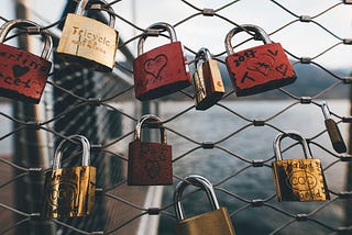 Many locks on a fence