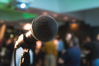 public speaking at a conference